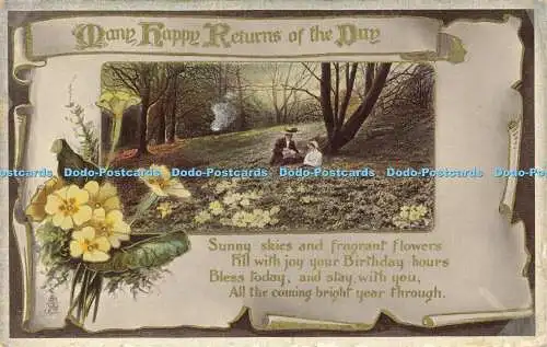 R616643 Viele Happy Returns of Day Sonniger Himmel und duftende Blumen Tuck Gem Glos