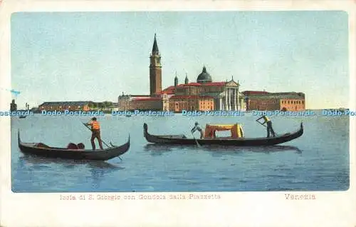 R621215 Isola di S Giorgio con Gondola dalla Piazzetta Venezia Ed Fratelli Garbi