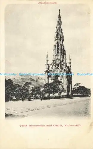 R623744 Scott Monument and Castle Edinburgh Valentines Serie