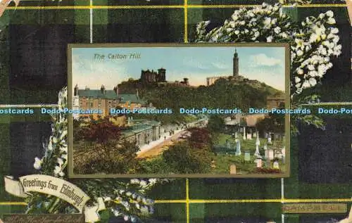 R623931 Calton Hill Greetings from Edinburgh Campbell Tuck Framed Gem Tartan 185