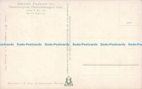 R623978 Offizielle Postkarte der Passionsspiele Oberammergau 1922 Serie V Nr 20