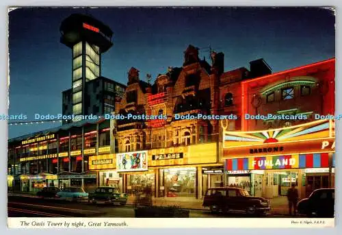 R738143 Great Yarmouth The Oasis Tower by Night John Hinde D W Fletcher E Nagele