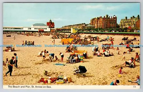 R738165 St Annes on Sea The Beach and Pier Bamforth Holmfirth Yorkshire Farbe Gl