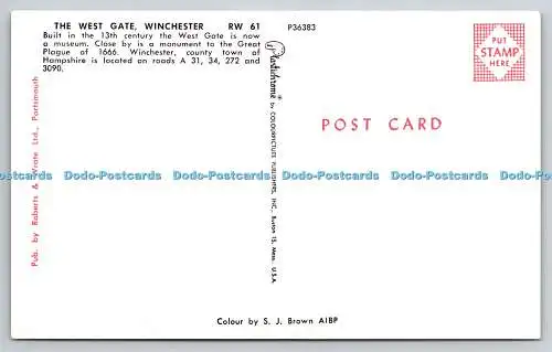 R739058 Winchester The West Gate Roberts and Wrate Portsmouth Plastichrome von Co