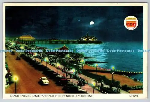 R740970 Eastbourne Grand Parade Musikpavillon und Pier bei Nacht Elgate Postkarten