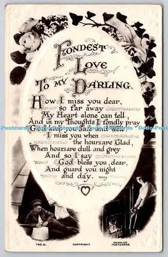 R729551 Fondest Love To My Darling Roses Blumen Mann und Frau J Beagles London