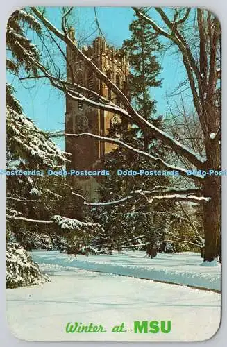 R741753 Winter at MSU Michigan Beaumont Tower Michigan State University Penrod S