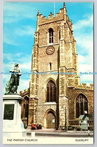 R739708 Sudbury The Parish Church and Gainsborough Statue A Sapphire Card