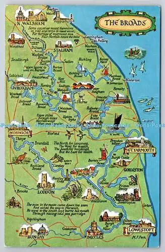 R739727 The Broads Map J Salmon Sevenoaks England