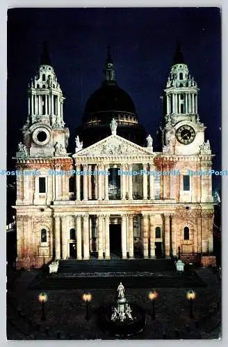 R739820 St Paul Cathedral West Front by Night A V Fry London