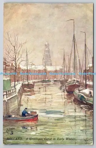 R739970 Holland A Groningen Canal in Early Winter Tuck Oilette The Wide Wide Wor