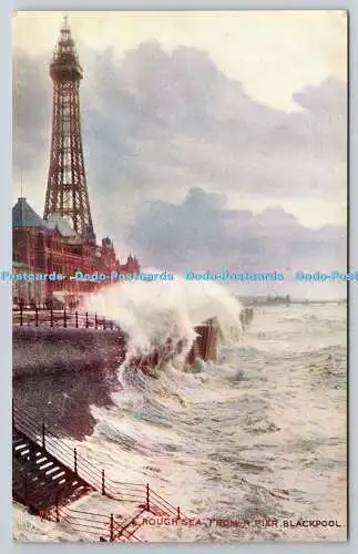 R739987 Blackpool Rough Sea From a Pier Tuck Oilette 7513