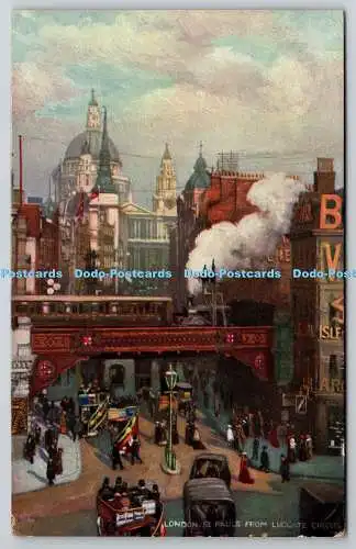 R742921 London St Pauls from Ludgate Circus Raphael Tuck and Sons Oilette Postca