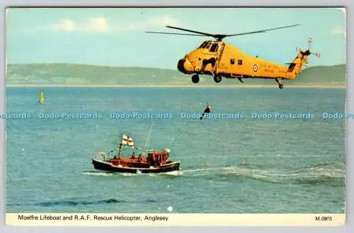 R741315 Anglesey Moelfre Rettungsboot und R A F Rettungshubschrauber E T W Dennis Scarb