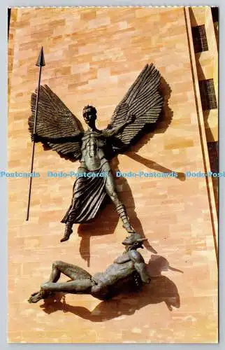 R743267 Coventry Cathedral Epstein Bronze Statue of St Michael and the Devil P W