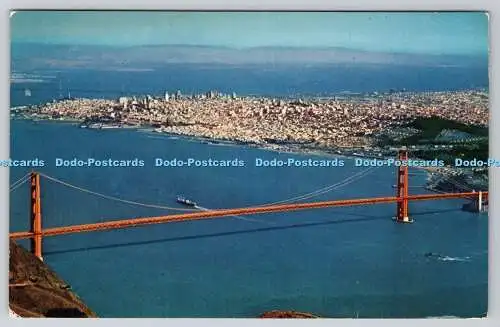 R738603 San Francisco Air View of The Golden Gate Bridge Mirro Krome Card H S Cr