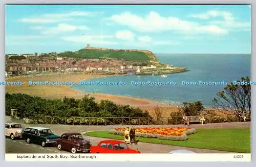 R738696 Scarborough Esplanade und South Bay E T W Dennis Foto-Postkarte