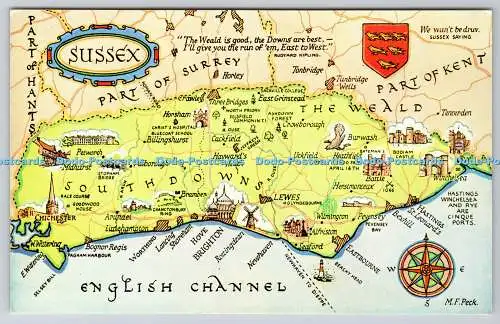 R744898 Sussex English Channel Map J Salmon Ltd Cameracolour M F Peck