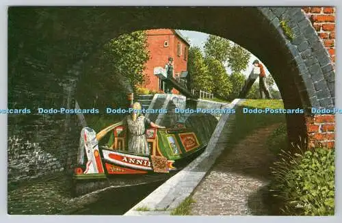 R744902 Oxford Canal Cropredy Lock Summertime J Salmon Ltd Aquarell