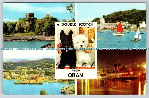 R738748 Double Scotch von Oban Dogs Dunollie Castle Segelszene am Wasser Ba