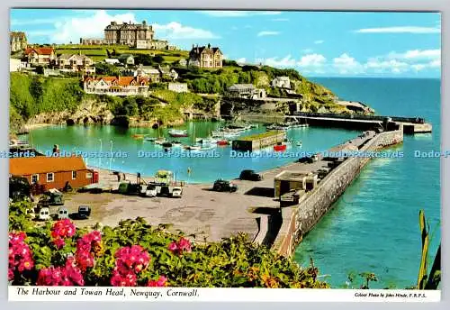 R738771 Cornwall Newquay The Harbour and Towan Head John Hinde F R P S London Po