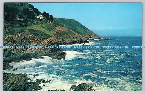 R738960 Coastline at Polperro Plastichrome Colourpicture Publishers Norwich H D