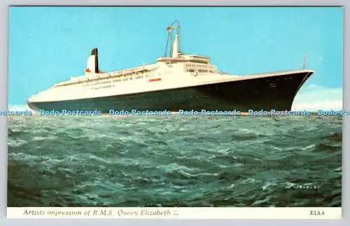 R744519 Künstlerimpression von R M S Queen Elizabeth 2 Harvey Barton 1969