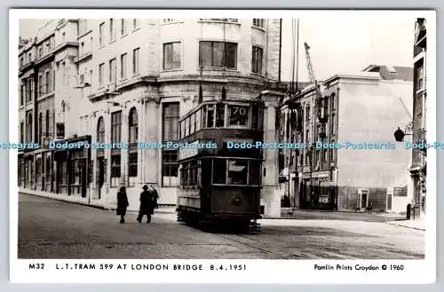 R746193 L T Tram 599 at London Bridge Pamlin Prints RP