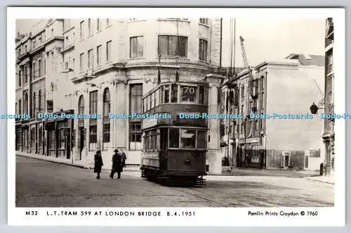 R746194 L T Tram 599 at London Bridge Pamlin Prints