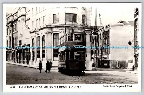 R746195 L T Tram 599 at London Bridge Pamlin Prints RP