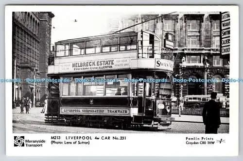 R746277 Liverpool 4w Car No 231 Pamlin Prints Merseyside Transport Lens of Sutto