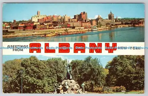 R744609 Grüße aus Albany New York Lesen Grußkarte Co Plastichrome Mul