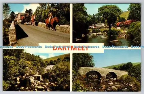 R744717 Dartmeet Badgers Holt Riders Crossing Dartmeet Bridge Jarrold and Sons L