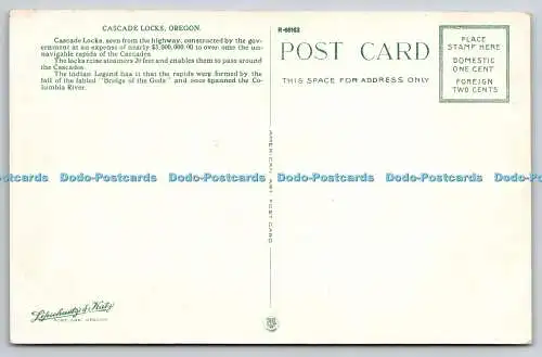 R746501 Oregon Columbia River Kaskadenschlösser amerikanische Kunst Postkarte Lipschuetz an