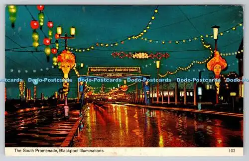 R743517 The South Promenade Blackpool Illuminations Bamforth Ltd Farbe Glanz