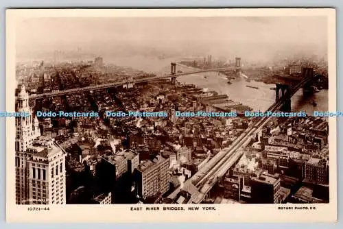 R746589 New York East River Bridges Rotary Photo Rajar Bromide Card RP