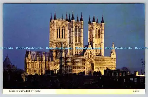 R743609 Lincoln Cathedral by night E T W Dennis Scarborough London