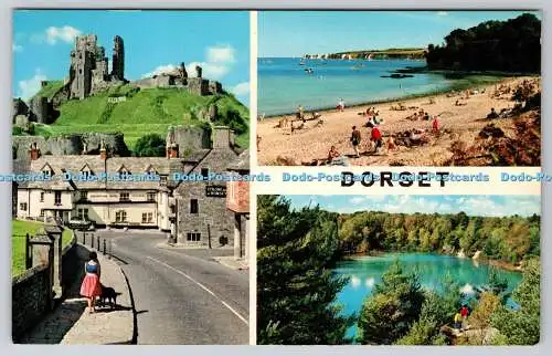 R743635 Dorset Corfe Village and Castle John Hinde F R P S PM Swanage 1962 Multi