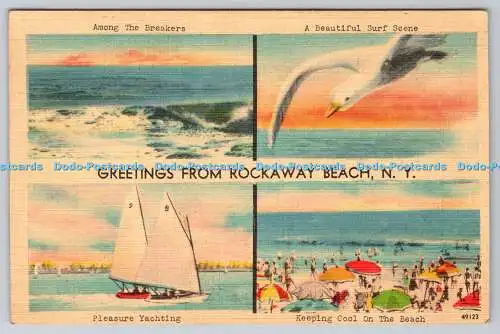 R746666 Grüße vom Rockaway Beach N Y Pleasure Yachting Manhattan Postkarte