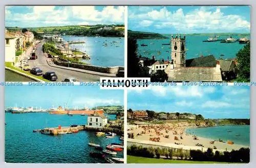 R743963 Falmouth Gesamtansicht The Harbour Church and Harbour Gyllyngvase Beach M