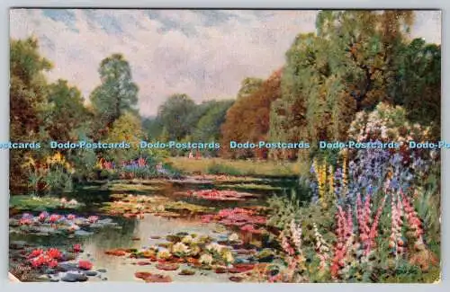 R747188 Kew Gardens The Lily Pond Tuck Oilette No 3612 A De Breanski PM Margate