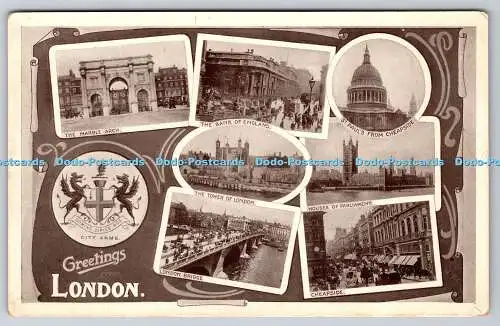 R747251 Greetings London The Tower of London Tuck Glosso Serie 5556 Multi View