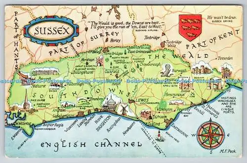 R745183 Sussex Map J Salmon Ltd Aquarell