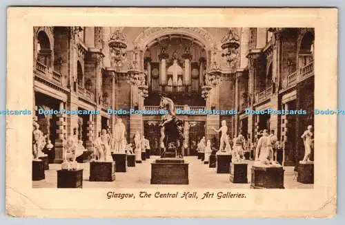 R747862 Glasgow The Central Hall Art Galleries Tuck Sepia Plate Marked No 2453 1