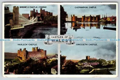 R749061 Castles of Wales Harlech Castle Criccieth Castle Caernarvon Castle E T W