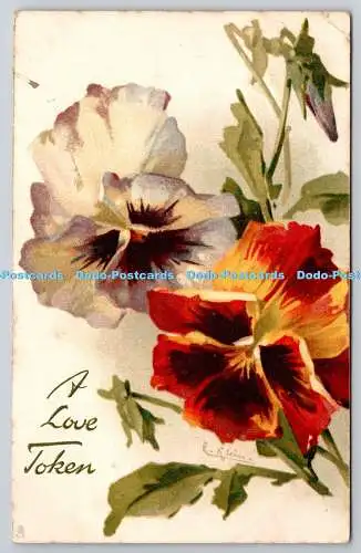 R745551 A Love Token Pansies Raphael Tuck and Sons Art Series No 6921