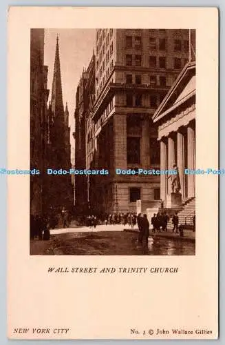 R745659 New York City Wall Street and Trinity Church Pictorial Card Company John