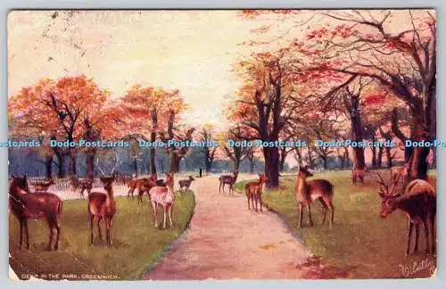 R749449 Greenwich Hirsch im Park Raphael Tuck and Sons Oilette Postkarte 7262 1