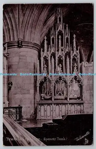 R745986 Tewkesbury Abbey Spencer Grab Raphael Tuck and Sons Silverette Postkarte