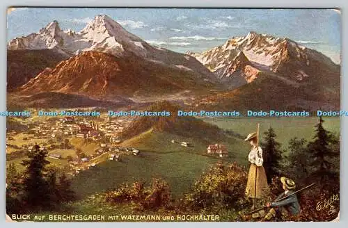 R748010 Blick auf Berchtesgaden Mit Watzmann und Hochkalter Tuck Oilette Kollekt